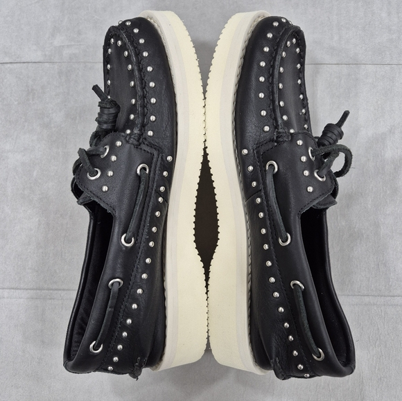Sperry X Rebecca Minkoff shoes women's 8 black leather studded boat deck - Picture 7 of 12
